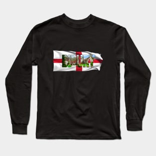 BIBURY - Gloucestershire, England with Flag Long Sleeve T-Shirt